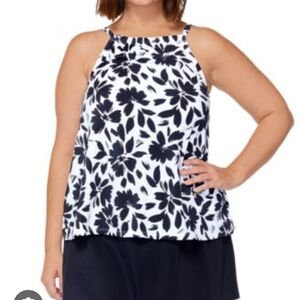 Island Escape Black and White Floral Tank Top